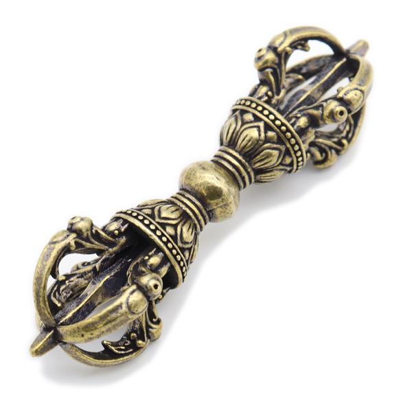 黄銅製仏具 法器 五鈷杵 金剛杵 9cm 金属製 降魔杵 真鍮 密教法具 仏教